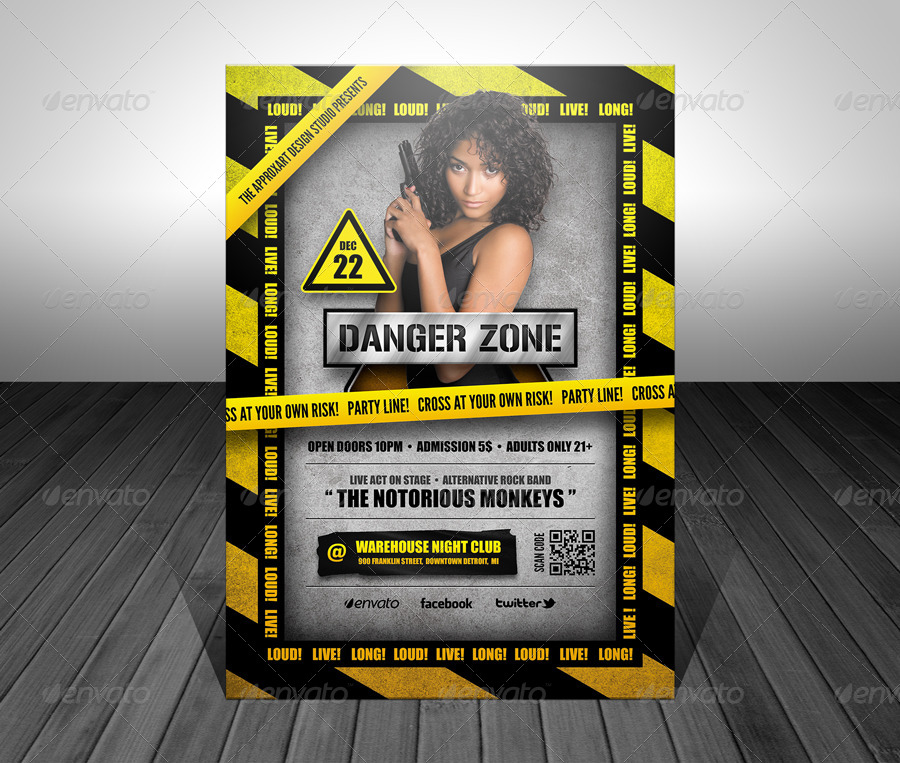 Danger Zone Theme Party Flyer by ApproxArt GraphicRiver